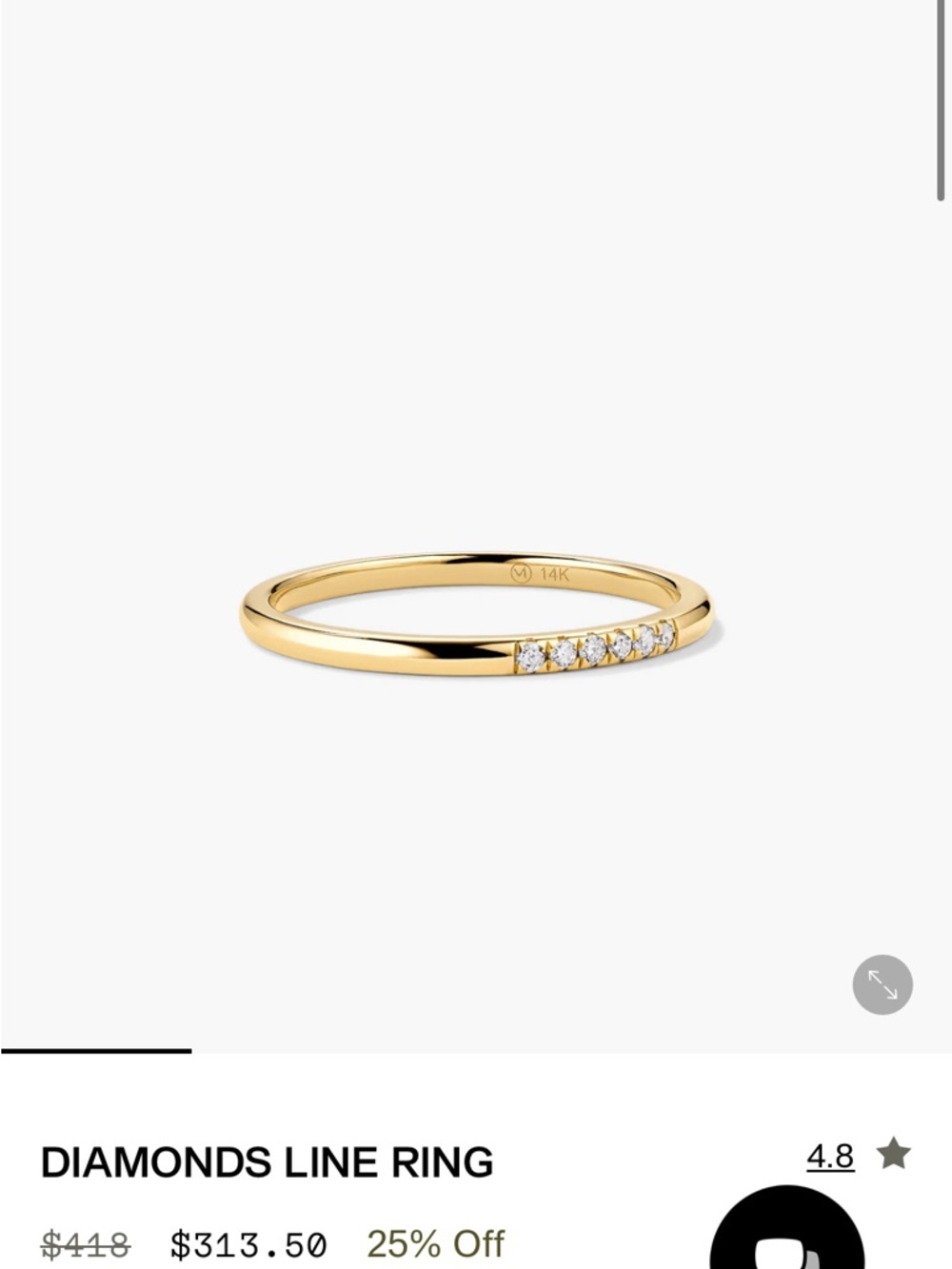 Mejuri Diamonds Line Ring - 14K Gold size 5